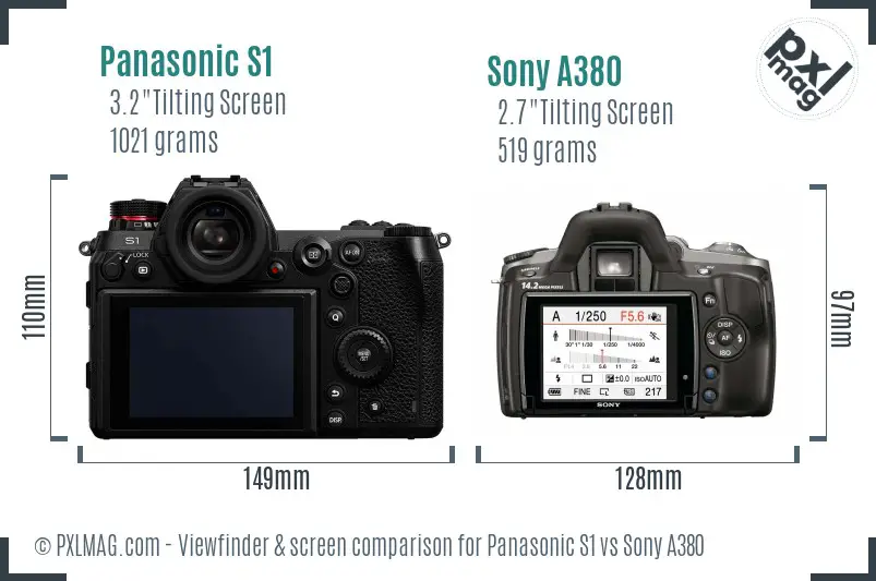 Panasonic S1 vs Sony A380 Screen and Viewfinder comparison
