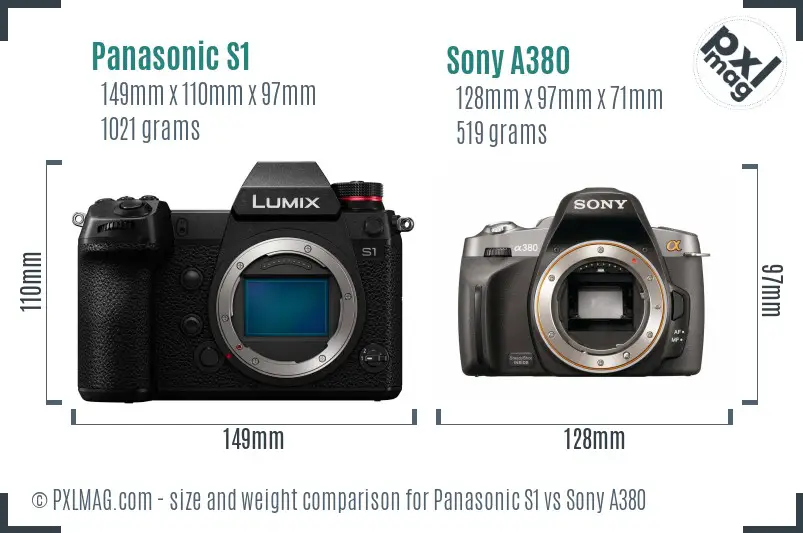 Panasonic S1 vs Sony A380 size comparison