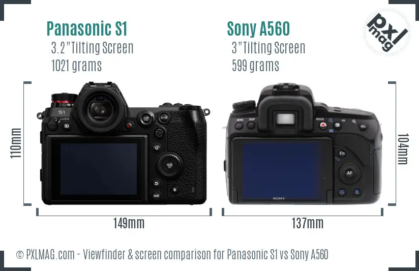 Panasonic S1 vs Sony A560 Screen and Viewfinder comparison