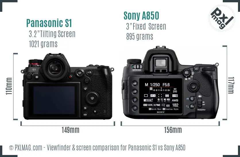 Panasonic S1 vs Sony A850 Screen and Viewfinder comparison