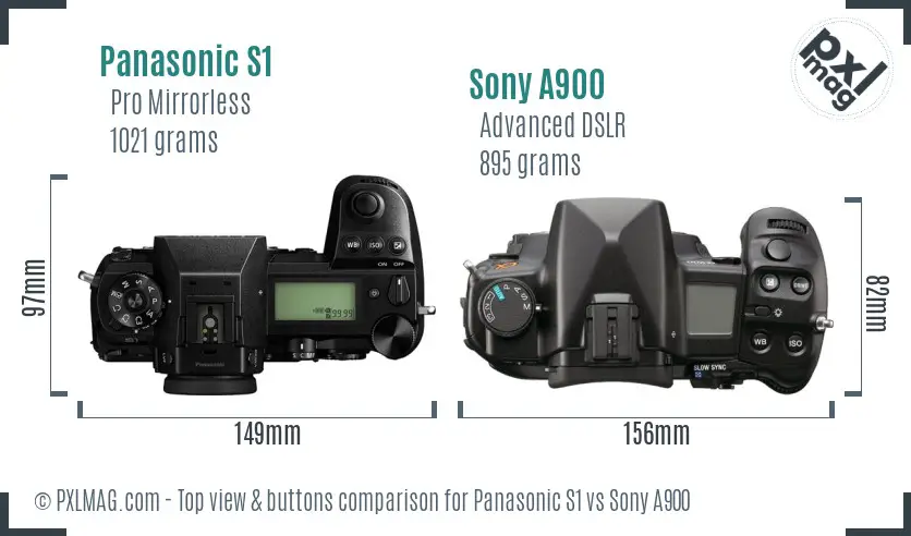 Panasonic S1 vs Sony A900 top view buttons comparison