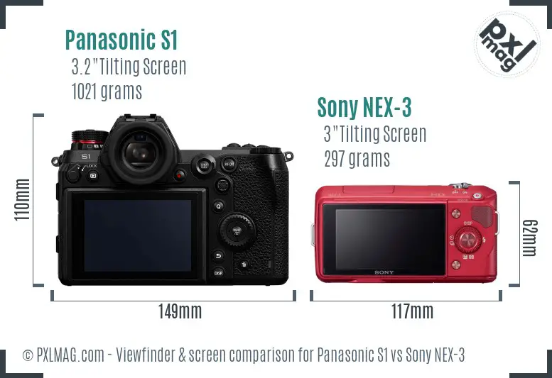 Panasonic S1 vs Sony NEX-3 Screen and Viewfinder comparison