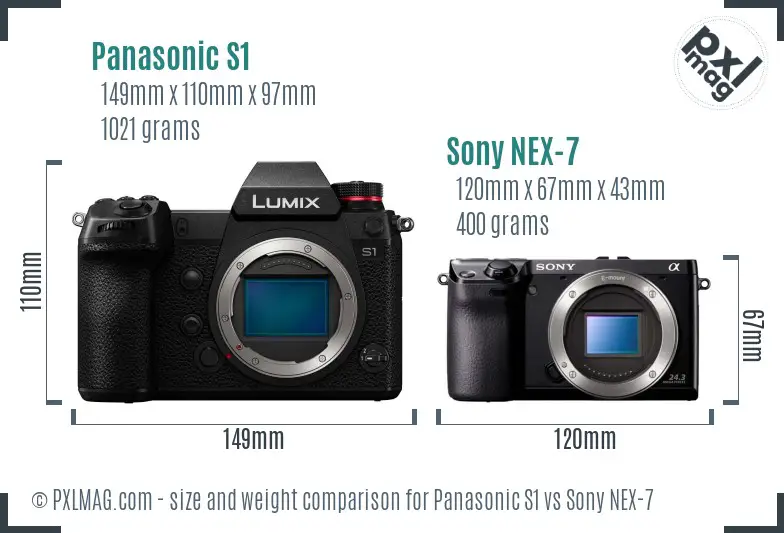Panasonic S1 vs Sony NEX-7 size comparison