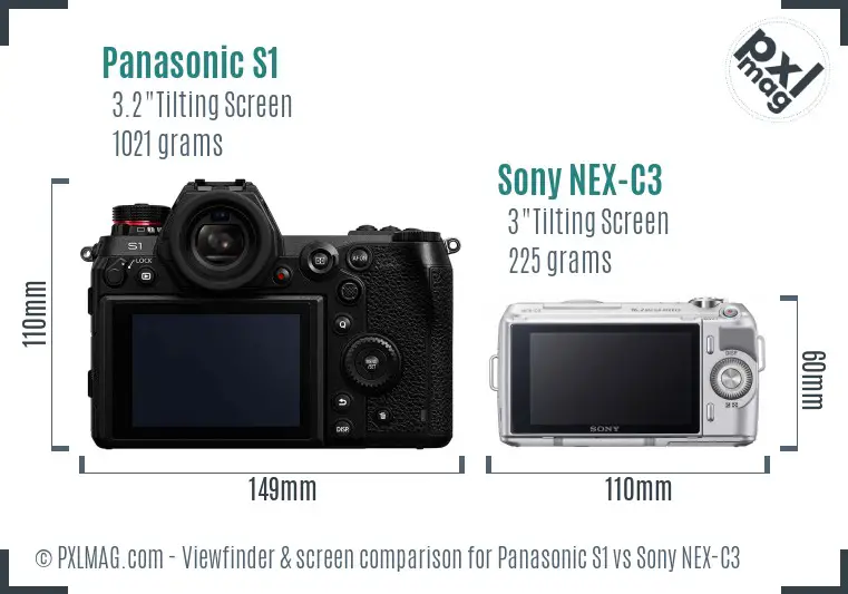 Panasonic S1 vs Sony NEX-C3 Screen and Viewfinder comparison