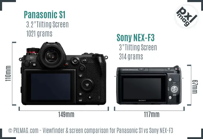 Panasonic S1 vs Sony NEX-F3 Screen and Viewfinder comparison