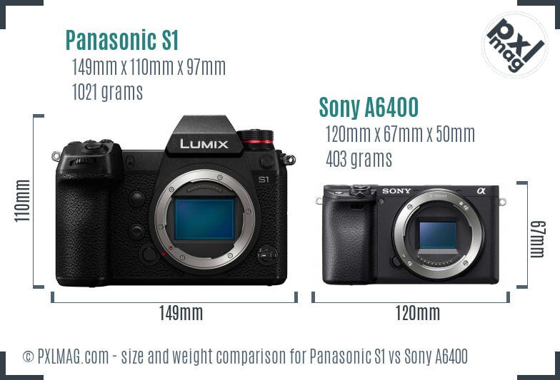 Panasonic S1 vs Sony A6400 size comparison