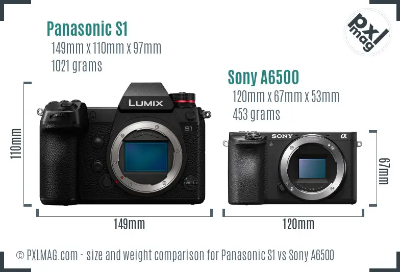 Panasonic S1 vs Sony A6500 size comparison