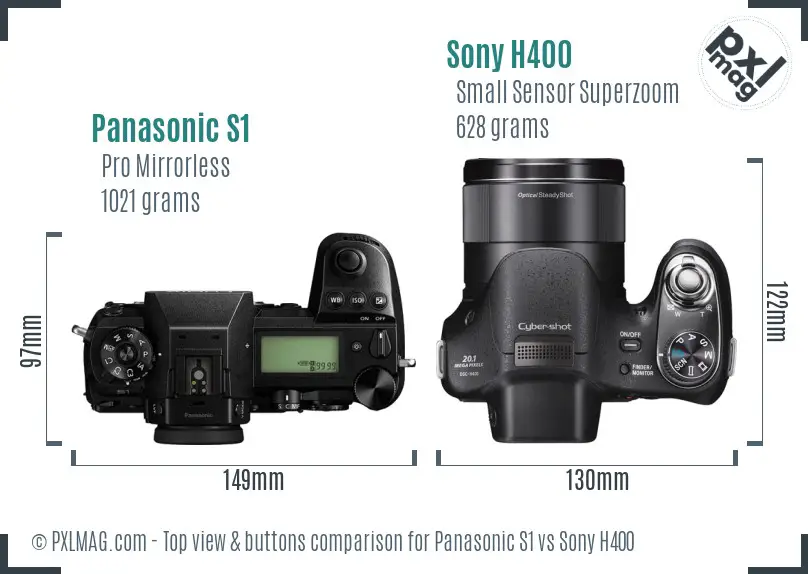 Panasonic S1 vs Sony H400 top view buttons comparison