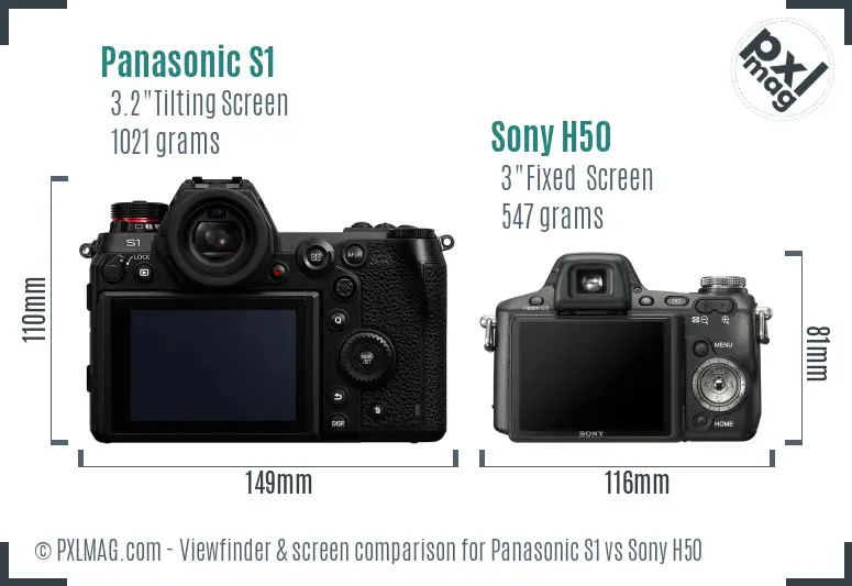Panasonic S1 vs Sony H50 Screen and Viewfinder comparison