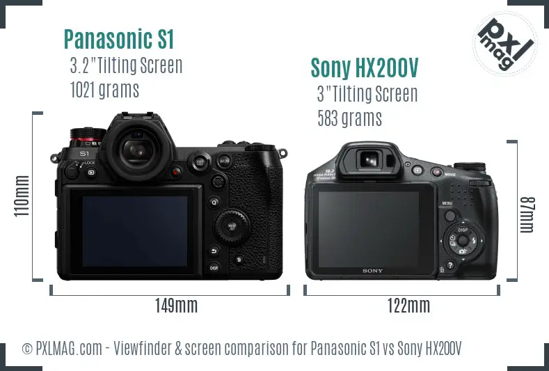 Panasonic S1 vs Sony HX200V Screen and Viewfinder comparison