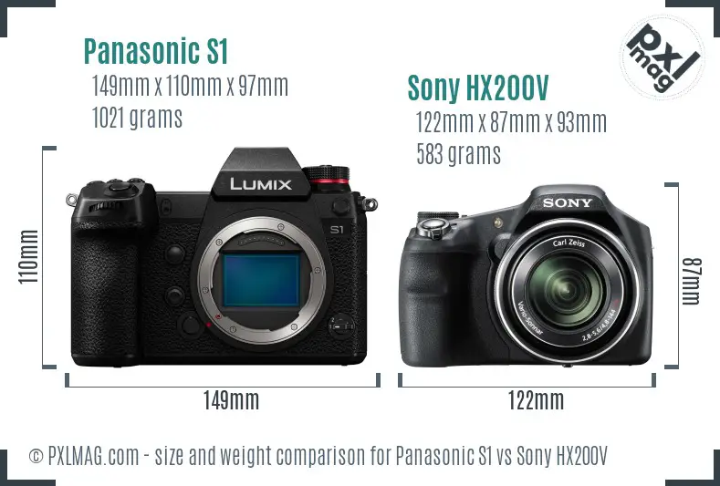 Panasonic S1 vs Sony HX200V size comparison