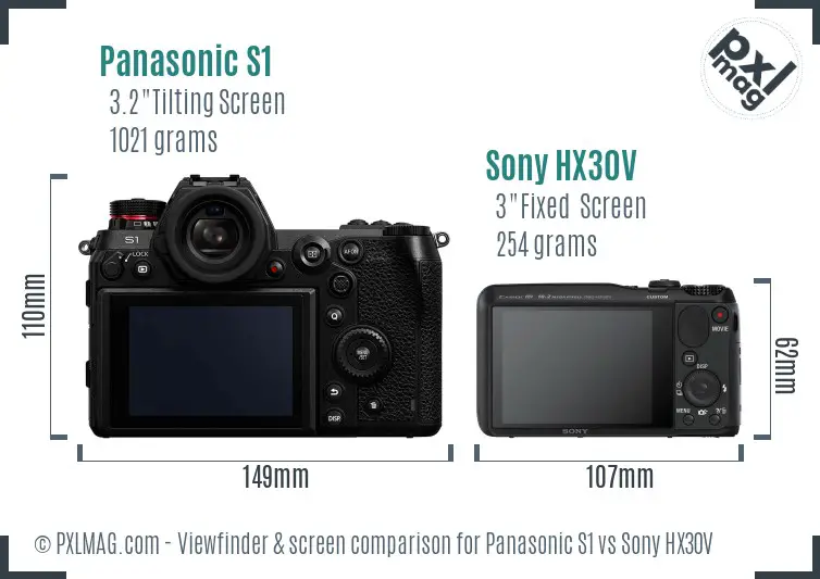 Panasonic S1 vs Sony HX30V Screen and Viewfinder comparison