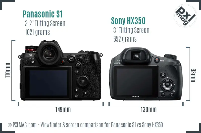 Panasonic S1 vs Sony HX350 Screen and Viewfinder comparison