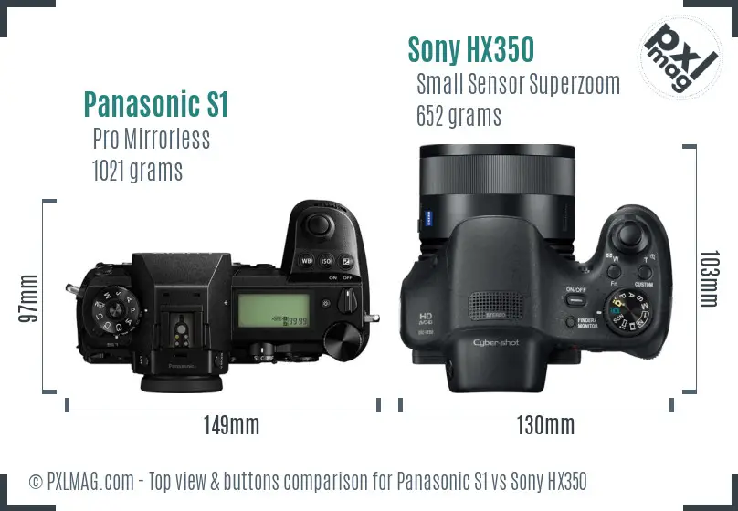 Panasonic S1 vs Sony HX350 top view buttons comparison