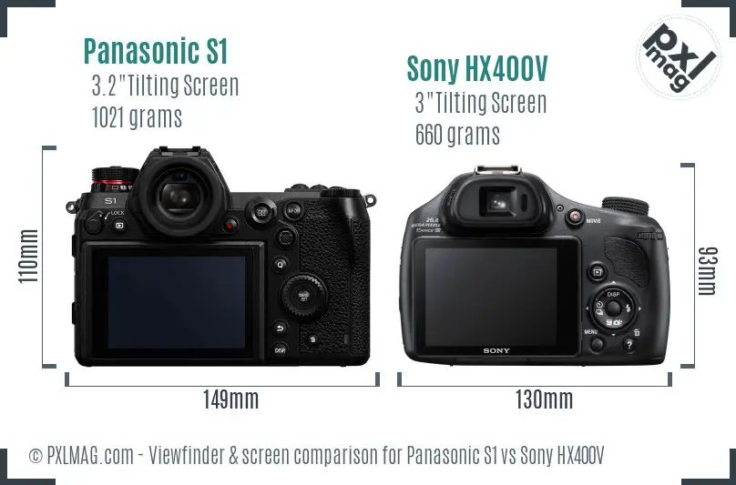 Panasonic S1 vs Sony HX400V Screen and Viewfinder comparison