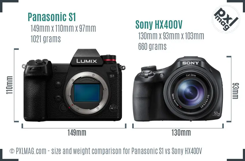Panasonic S1 vs Sony HX400V size comparison