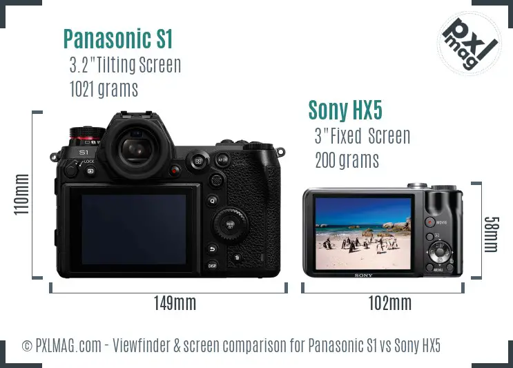 Panasonic S1 vs Sony HX5 Screen and Viewfinder comparison