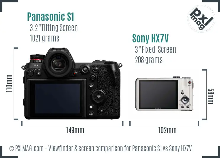 Panasonic S1 vs Sony HX7V Screen and Viewfinder comparison