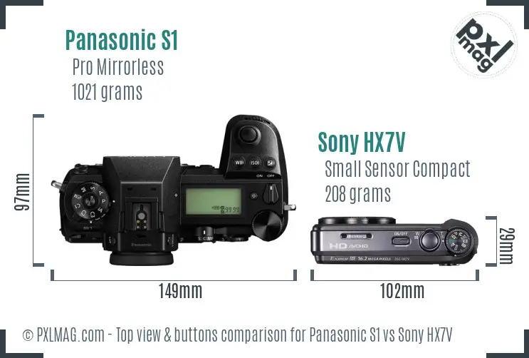 Panasonic S1 vs Sony HX7V top view buttons comparison