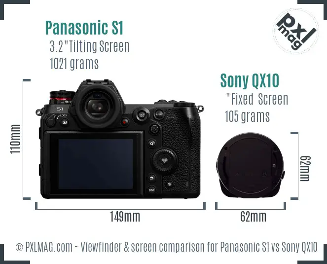 Panasonic S1 vs Sony QX10 Screen and Viewfinder comparison