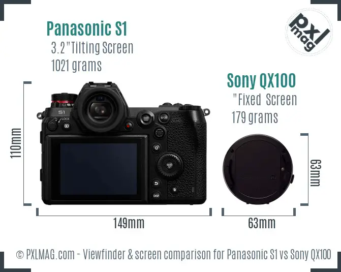 Panasonic S1 vs Sony QX100 Screen and Viewfinder comparison