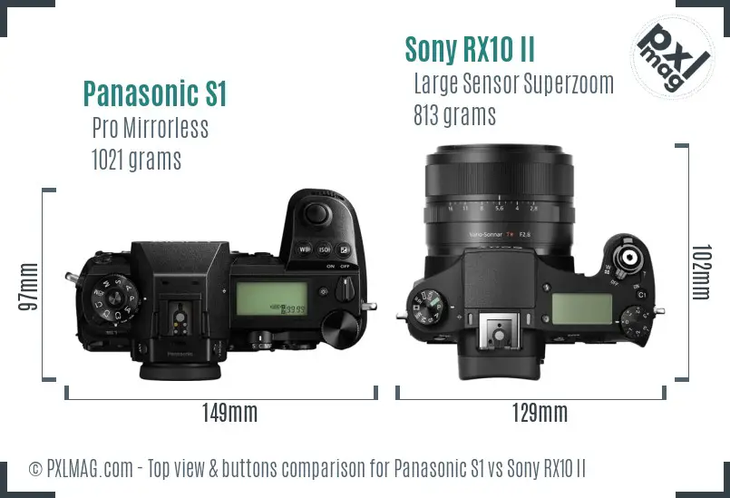 Panasonic S1 vs Sony RX10 II top view buttons comparison