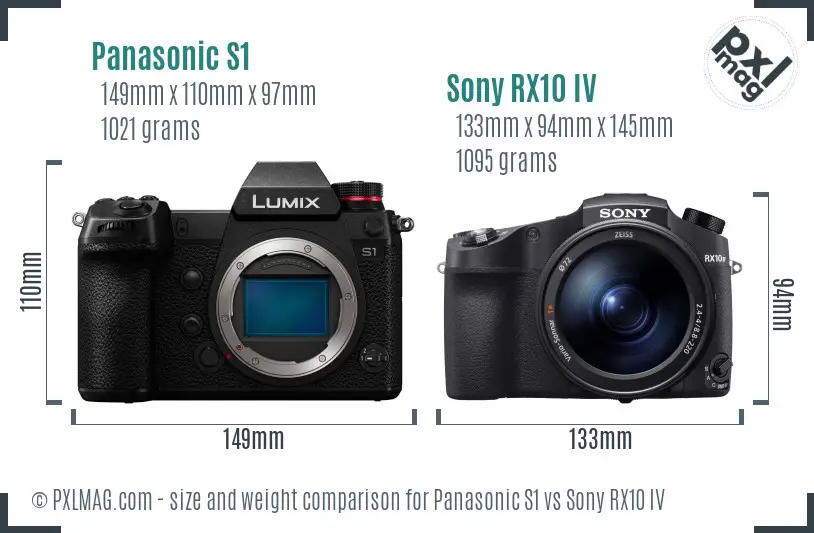 Panasonic S1 vs Sony RX10 IV size comparison