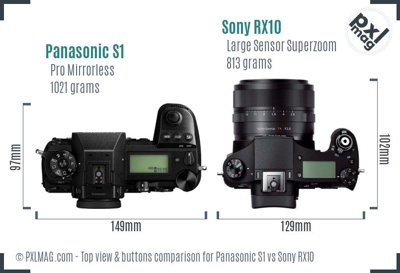 Panasonic S1 vs Sony RX10 top view buttons comparison