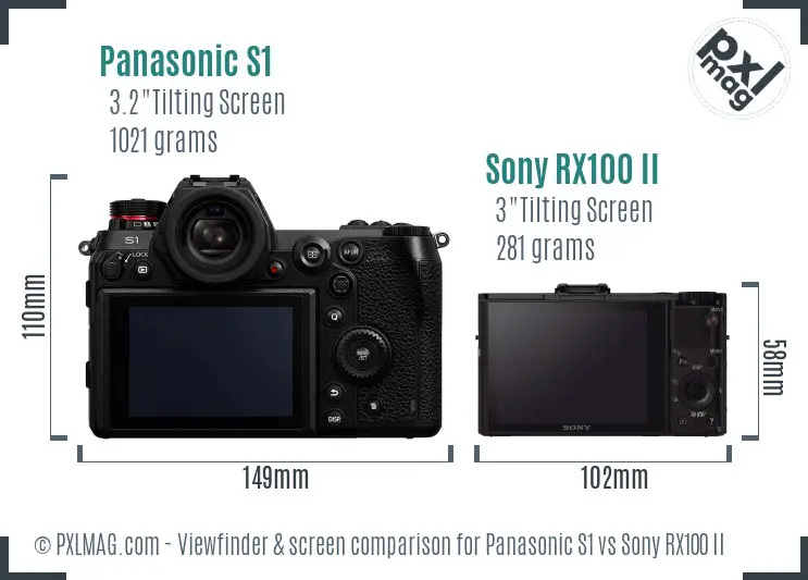Panasonic S1 vs Sony RX100 II Screen and Viewfinder comparison