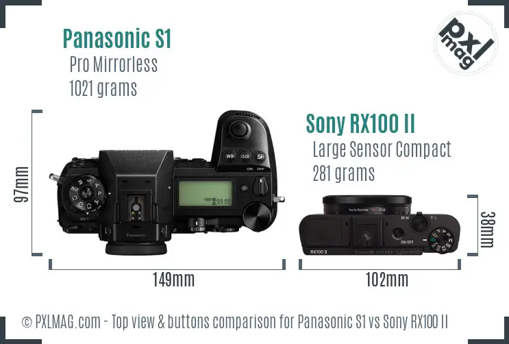 Panasonic S1 vs Sony RX100 II top view buttons comparison