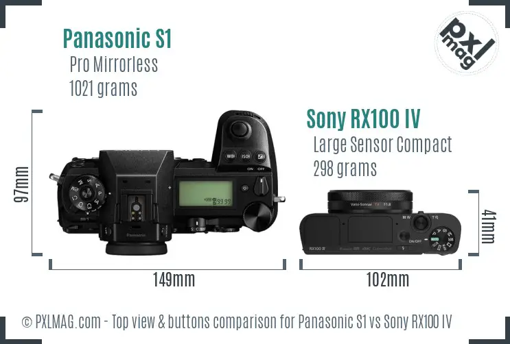 Panasonic S1 vs Sony RX100 IV top view buttons comparison
