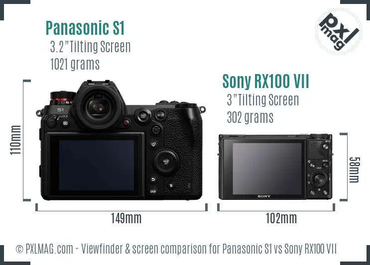 Panasonic S1 vs Sony RX100 VII Screen and Viewfinder comparison