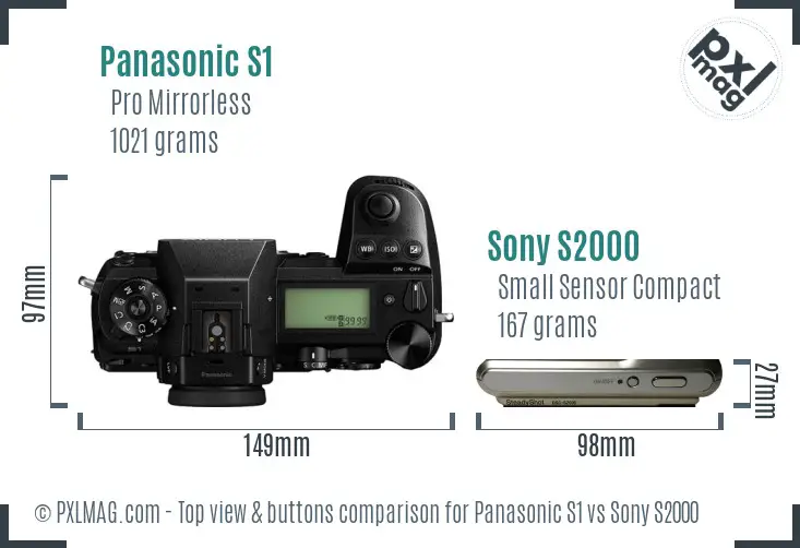 Panasonic S1 vs Sony S2000 top view buttons comparison Panasonic S1 vs Sony S2000 top view buttons comparison