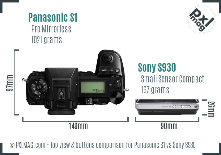 Panasonic S1 vs Sony S930 top view buttons comparison