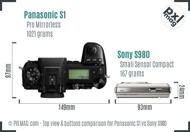 Panasonic S1 vs Sony S980 top view buttons comparison