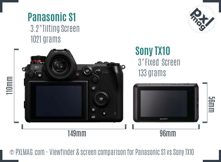 Panasonic S1 vs Sony TX10 Screen and Viewfinder comparison