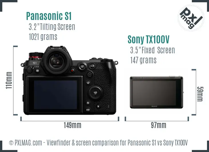 Panasonic S1 vs Sony TX100V Screen and Viewfinder comparison