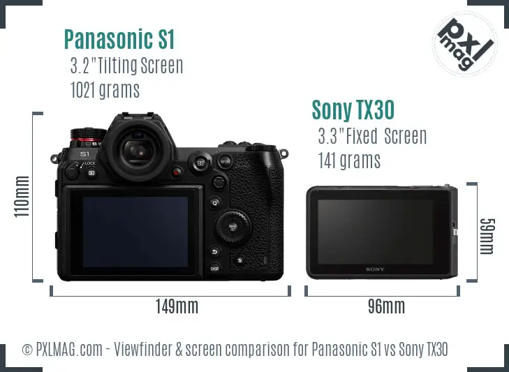 Panasonic S1 vs Sony TX30 Screen and Viewfinder comparison