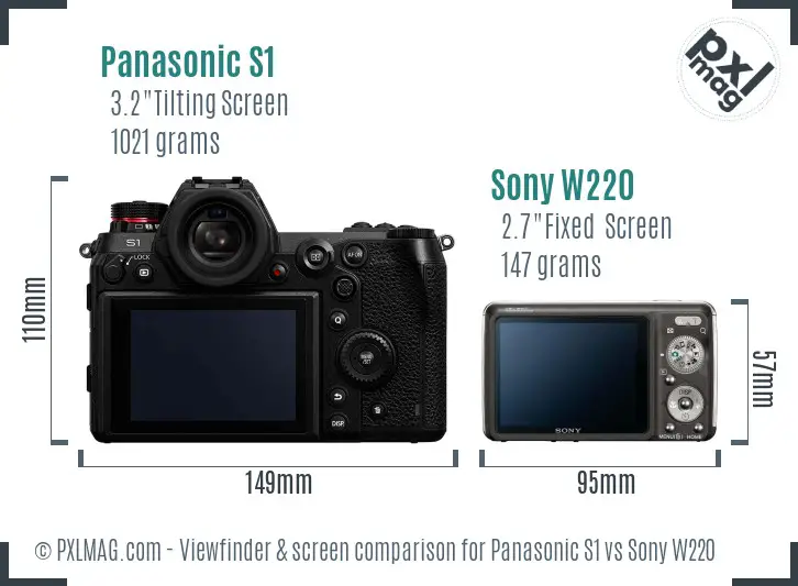 Panasonic S1 vs Sony W220 Screen and Viewfinder comparison