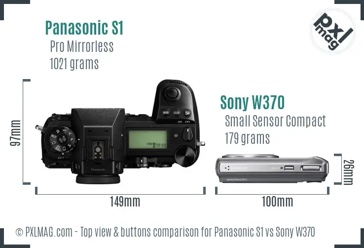 Panasonic S1 vs Sony W370 top view buttons comparison