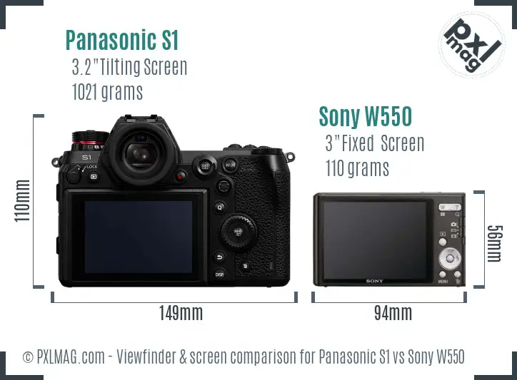 Panasonic S1 vs Sony W550 Screen and Viewfinder comparison