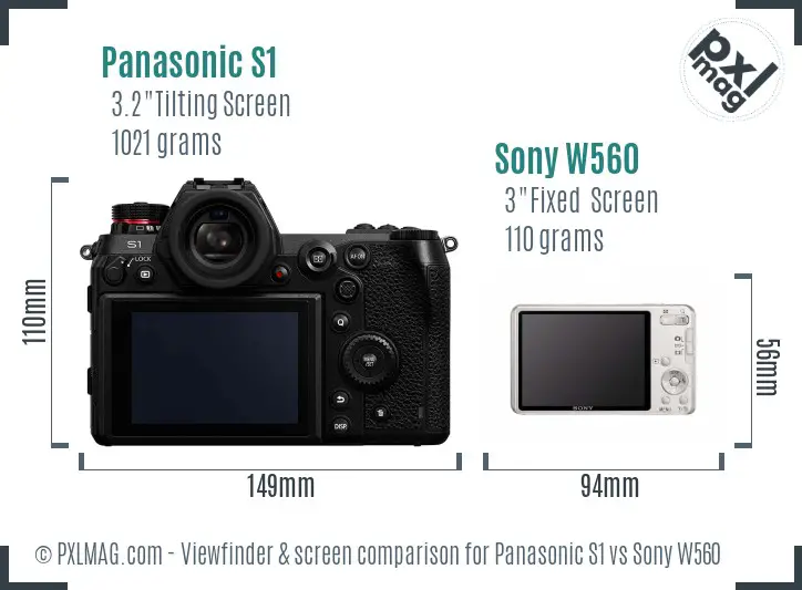 Panasonic S1 vs Sony W560 Screen and Viewfinder comparison