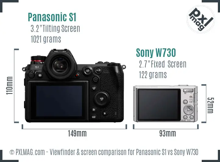 Panasonic S1 vs Sony W730 Screen and Viewfinder comparison
