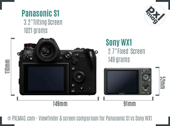 Panasonic S1 vs Sony WX1 Screen and Viewfinder comparison