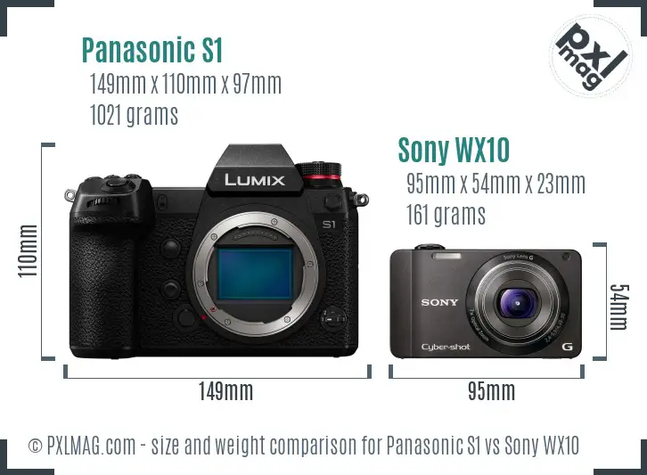 Panasonic S1 vs Sony WX10 size comparison