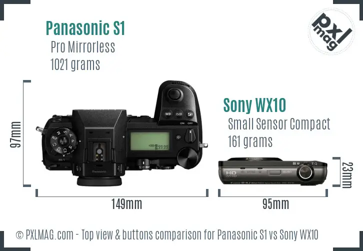 Panasonic S1 vs Sony WX10 top view buttons comparison