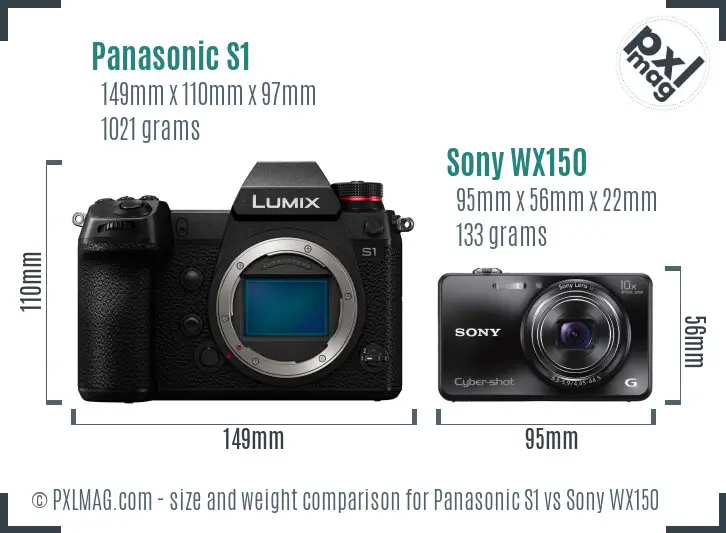 Panasonic S1 vs Sony WX150 size comparison