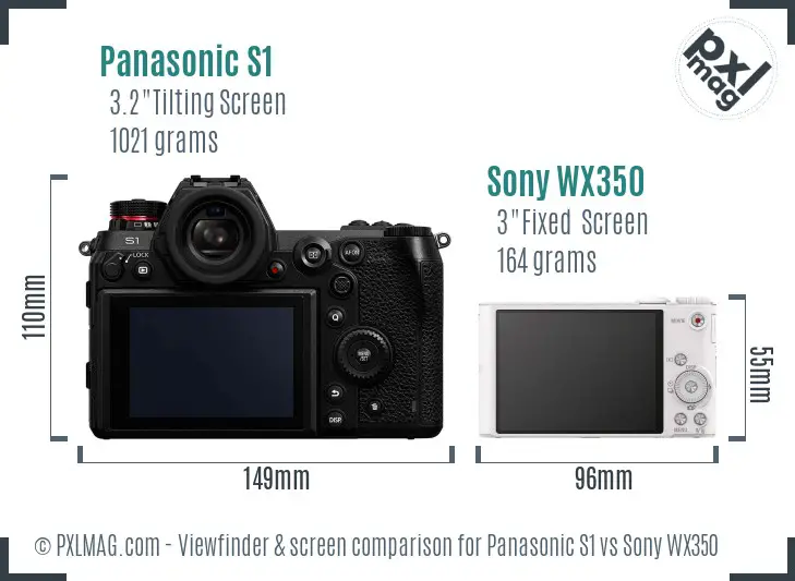 Panasonic S1 vs Sony WX350 Screen and Viewfinder comparison