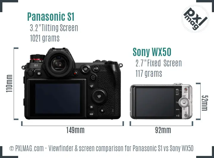 Panasonic S1 vs Sony WX50 Screen and Viewfinder comparison