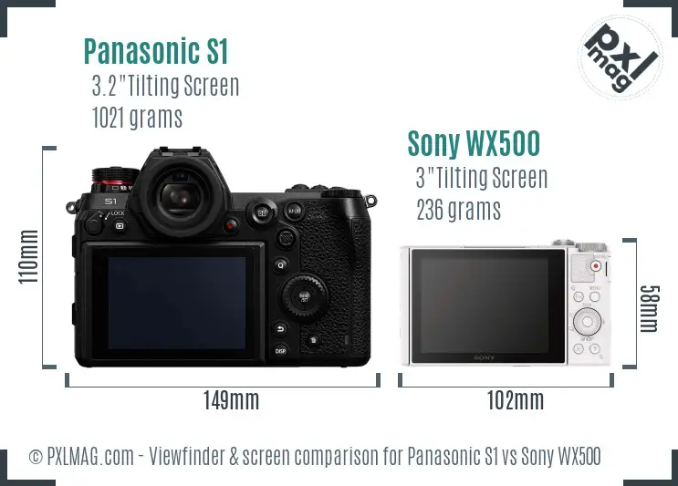 Panasonic S1 vs Sony WX500 Screen and Viewfinder comparison